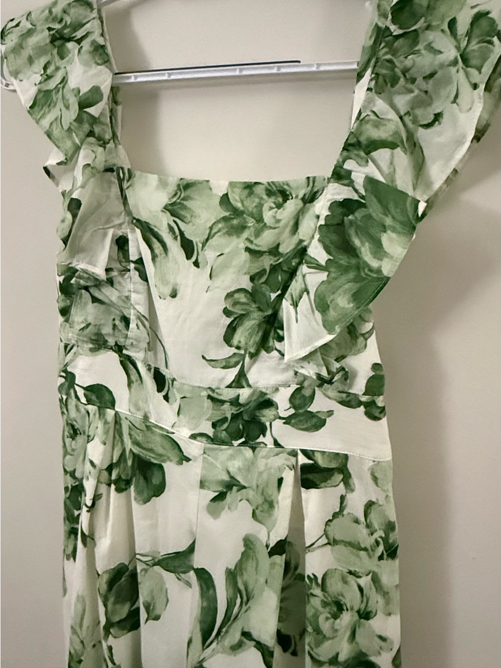 Taylor Green Floral Print White Jumpsuit with Ruffled Straps